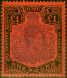 Bermuda 1951 £1 Violet & Black-Scarlet SG121d P.13 V.F MNH (13)