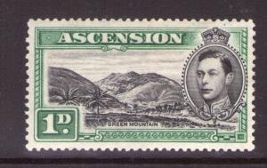 ASCENSION  GEORGE VI 1d Blk/green, single SG39, 3.5, multi-colour lightly hinged