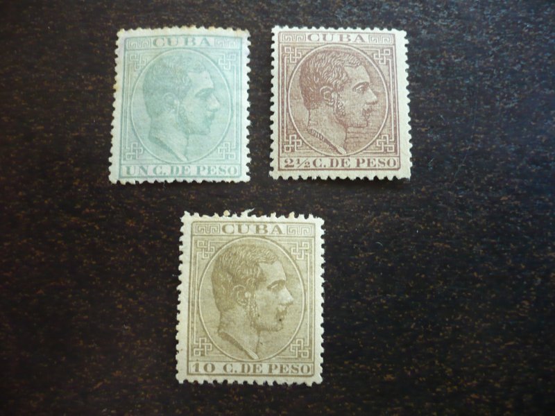 Stamps - Cuba - Scott# 100,102,104 - Mint Hinged Partial Set of 3 Stamps