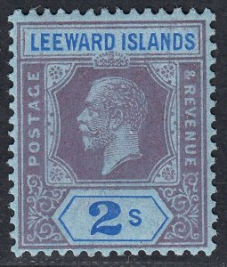 1912-22 LEEWARD ISLANDS KGV 2/- PURPLE & BLUE (SG#55) MH VF