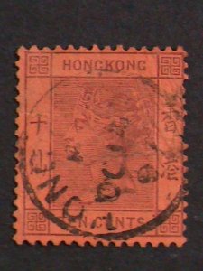 ​HONG KONG-CHINA-1891 SC#44 -131 YEARS OLD-QUEEN VICTORIA-USED VERY FINE-RARE