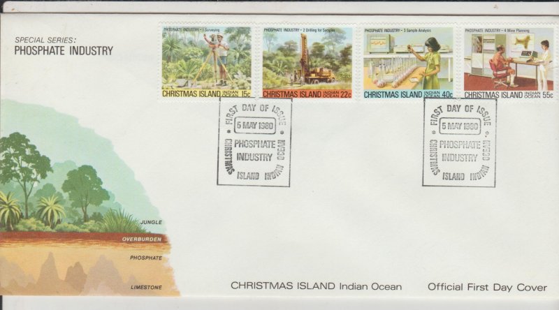 CHRISTMAS ISLAND   INDIAN OCEAN   PHOSPHATE INDUSTRY FIRST DAY COVERS