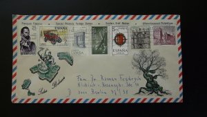 philatelic air mail cover with multi stamps Spain