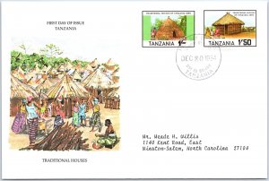 ILLUSTRATED FIRST DAY COVER TRADITIONAL HOUSES OF TANZANIA 1984