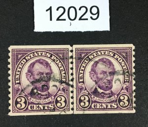 MOMEN: US STAMPS # 600 LINE PAIR USED LOT #12029