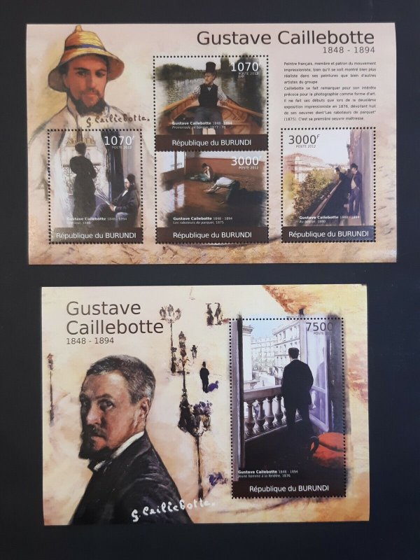 Art Burundi 2012 - Gustave Caillebotte ** MNH Sheet + Block