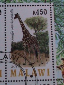 MALAWI -2010-PROTECTED ENDANGER ANIMALS-GIRAFFES-CTO SHEET VERY FINE