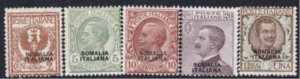 Italy Somalia - Sassone n. 92-95+99  MH*