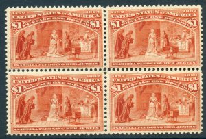 241 Columbian High Value Mint Block of 4 Stamps HZ27