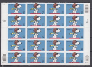 (S) USA #3507  Peanuts - Snoopy Complete Pane of 20 MNH