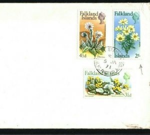FALKLAND ISLANDS Cover Registered FLOWERS 2s High Value GB 1971 {samwells}EB78