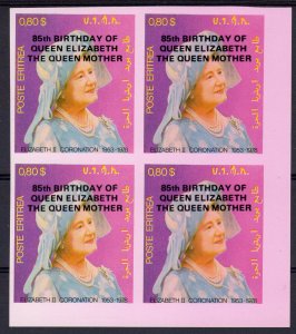 Eritrea 1985 Queen Mother 85th.Birthday Block of 4   IMPERFORATED MNH