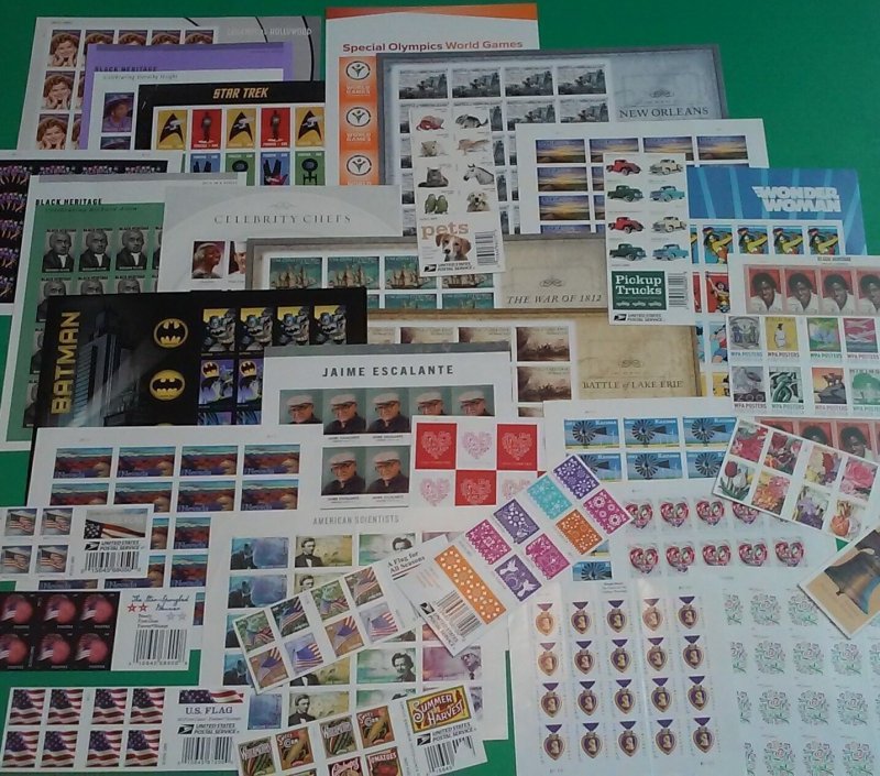 New / Mint 200 Assorted Mixed Designs FOREVER US Postage Stamps. USA FV $126.00