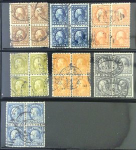 Scott #503,504,506,508,510,514,515 - Used - Block of 4 FW lot - 1917