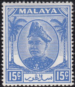 Malaya Selangor 1949 MH Sc #87 15c Sultan Hisam-ud-Din Alam Shah