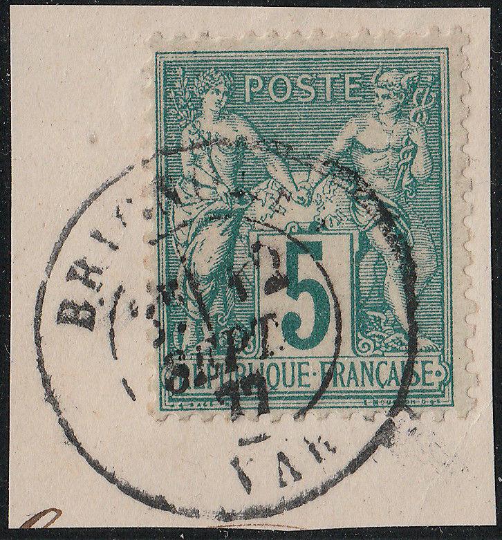 FRANCE - 1877 CàD  BRIGNOLES / VAR  sur Yv.75 sur fragment