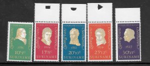 Surinam #B167-71 MNH 1970 Beethoven Set of 5 Singles (my2) Collection / Lot