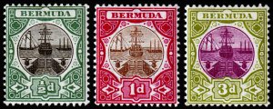 Bermuda Scott 28-30 (1902-03) Mint LH OG VF, CV $31.50 C