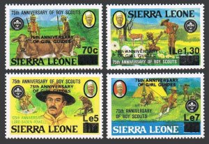 Sierra Leone 694-697,698,MNH.Michel 822-825,Bl.32. Girl Guides,75,1985.Powell,