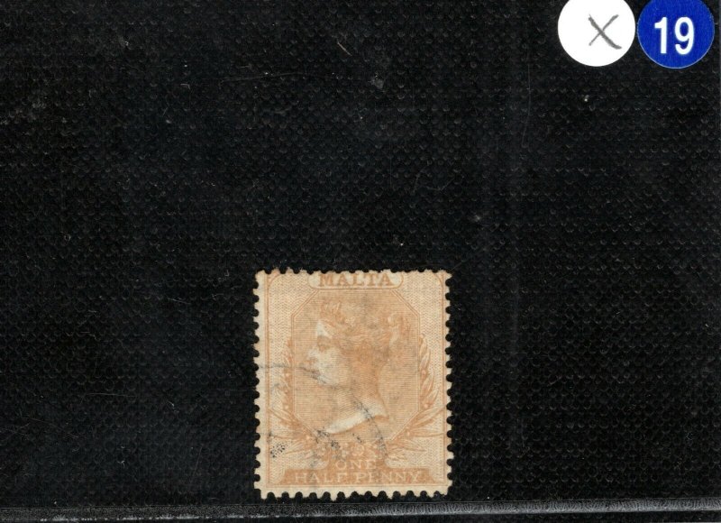 MALTA QV Classic Halfpenny Stamp SG.10 ½d Pale Buff (1877) Used Cat £75+ XBLUE19