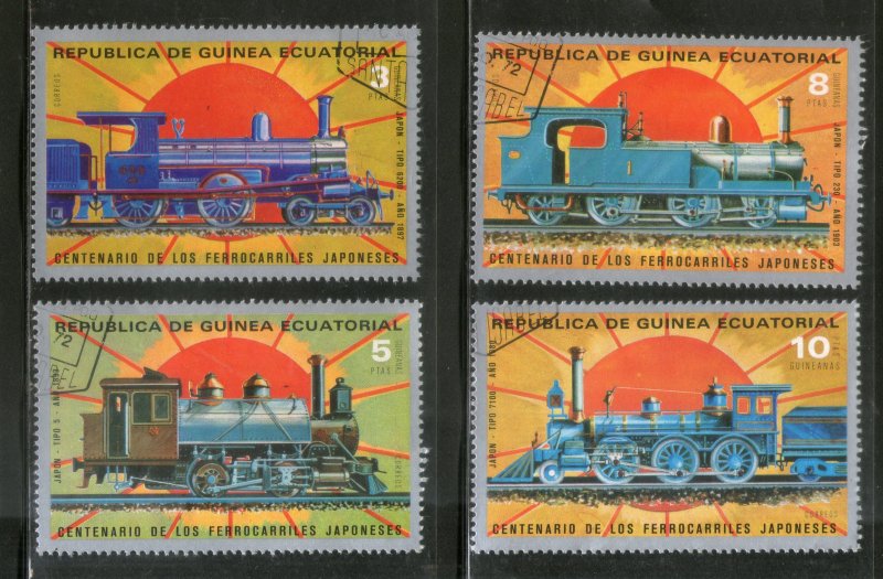 Equatorial Guinea 1972 Historical Locomotive Train Railway Transport 4v Cancell