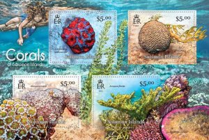 SOLOMON IS.- 2013 - Corals of the Solomons - Perf 4v Sheet - Mint Never Hinged