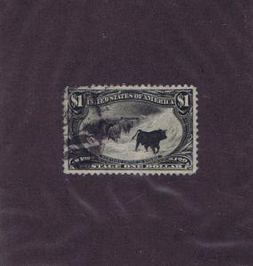 SC# 292 USED $1 WESTERN CATTLE IN STORM, 1898, SUPERB CENTERING, DUPLEX CCL.  