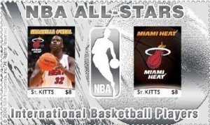 Saint Kitts 2007 - NBA All Stars - Shaq Miami Heat, Souvenir Stamp Sheet