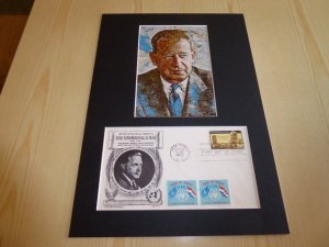 Dag Hammarskjold UN Art Postcard and 1962 USA FDC mount matte size A4