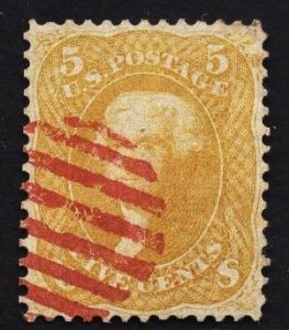 US Stamp #67 5c Buff Jefferson USED SCV $750