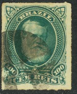 BRAZIL 1878-79 100r DOM PEDRO Rouletted Issue Sc 72 VFU