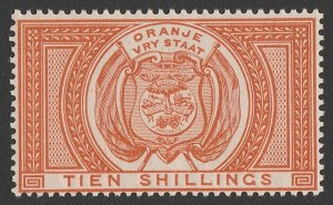 ORANGE FREE STATE 1882 Arms 10/- orange Postal Fiscal. MNH **.