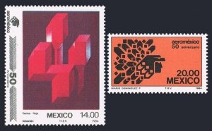 Mexico 1362-1363 two sets,MNH.Mi 1909-1910. AeroMexico 50th Ann.1984.Red Cactus.