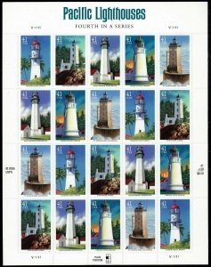 2007 41c Pacific Lighthouses, Sheet of 20 Scott 4146-50 Mint F/VF NH