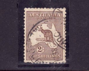 Australia-Sc#11-used-2sh brown Kangaroo-ironed out crease