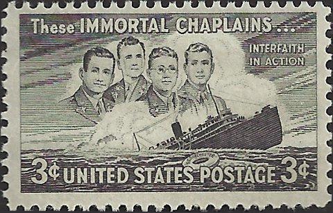 # 956 MINT NEVER HINGED FOUR CHAPLAINS S.S.DORCHESTER