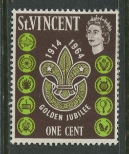 St Vincent - Scott 216 - QEII - Scout Emblem -1964 - MH - Single 1c Stamp