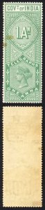 India Telegraph T42 1a Yellowish Green New Design M/M (toned) Cat 25 pounds