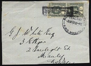 FIJI 1932 Large piece with GV 2d pair MARINE POST OFFICE RMS NIAGARA.......19792