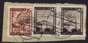 Austria - 1945-1946 - Scott #461(pr),463 - used on piece - KLAGENFURT 2 pmk