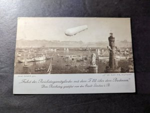 1938 Germany RPPC Zeppelin Souvenir Postcard Cover Friedrichshafen