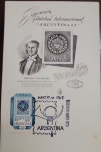 D)1962, ARGENTINA, FIRST DAY COVER, ISSUE, INTERNATIONAL PHILATELIC EXHIBITION 