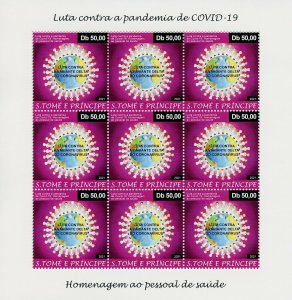 Sao Tome & Principe 2021 MNH Medical Stamps Corona Delta Variant 9v M/S 