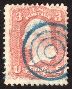 1861, US 3c, Washington, Used, blue target cancel, Sc 65