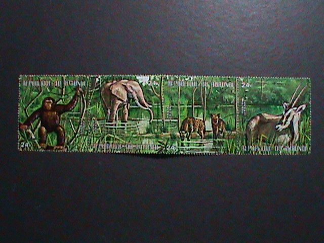 ​BURUNDI-1971 AIRMAIL- SC#C146- WILD LIFE IN JUNGLE CTO STRIPS OF 4 VERY FINE