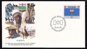 Canada-Sc#829-id6-17c Alberta Flag on FDC-Fleetwood cache-very colourful-quite