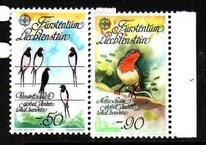 Liechtenstein-Sc#829-30- id6-Unused NH set-Birds-Europa-1986-