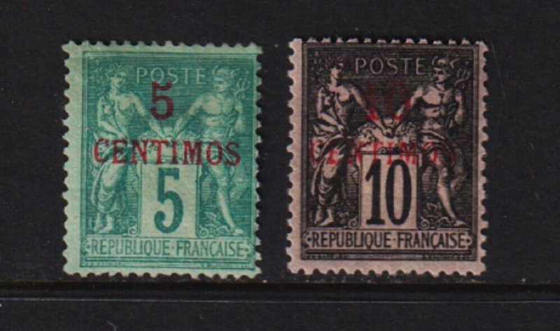 French Morocco - #1, #3 mint, cat. $ 48.50