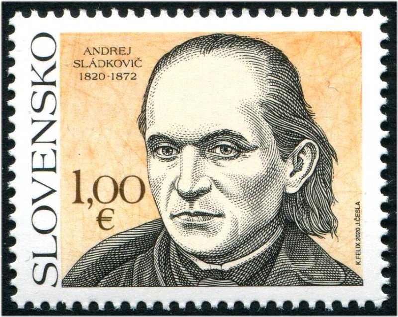 2020 Slovakia Andrej Sladkovic Poet (Scott 844) MNH