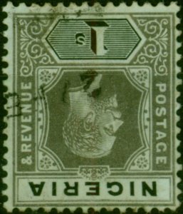 Nigeria 1917 1s Pale Olive Back SG8dw Wmk Inverted Good Used Rare